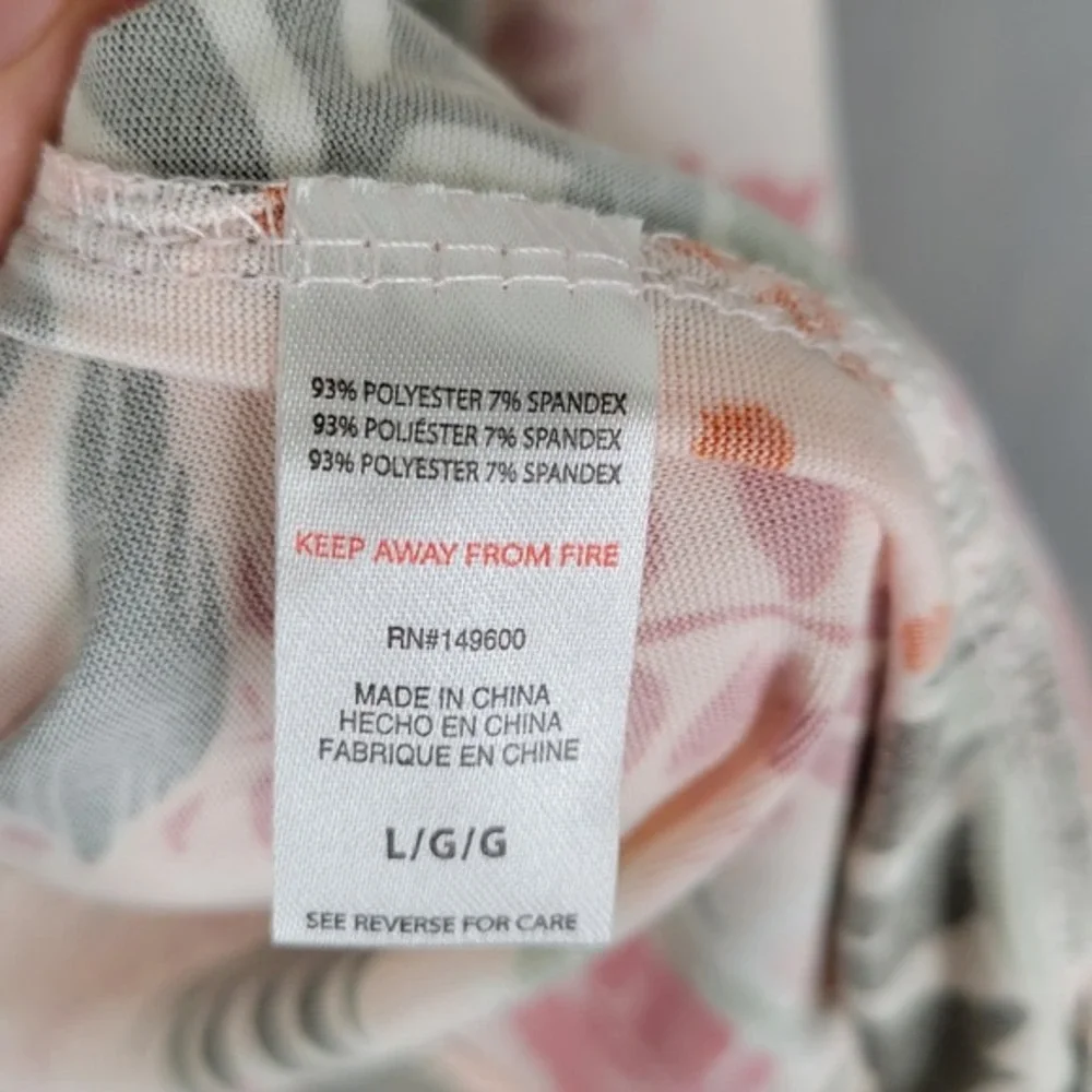 Flora Nikrooz Floral Robe Women Large Pink Tropical Palm Leaf‎ Kimono